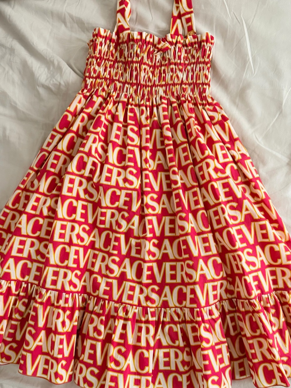 Versace Pink & Cream Logo-Print Girls' Sundress